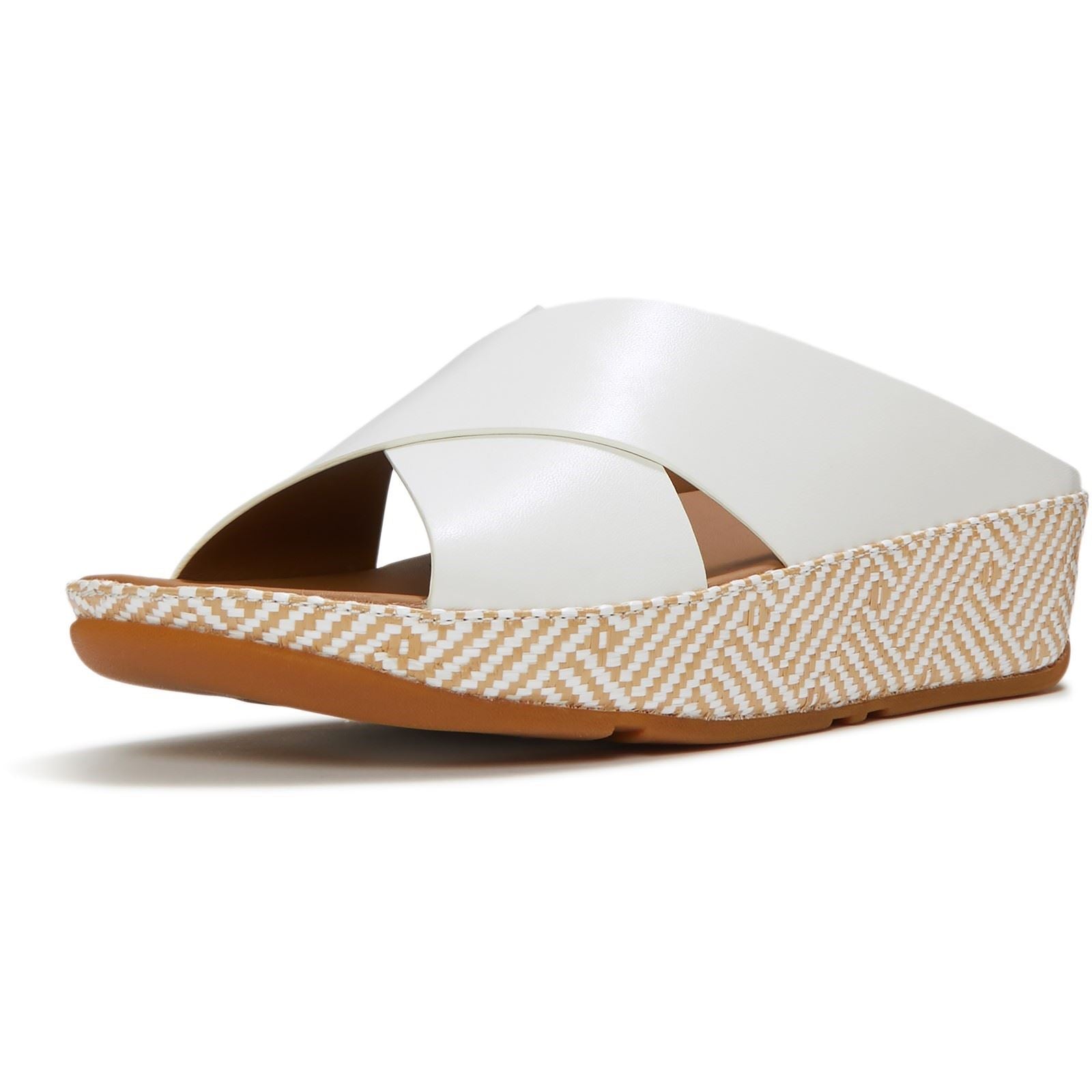 Fitflop Lulu Lux Graphic-Weave Sandales Blanches Urbaines En Cuir Pour Femmes