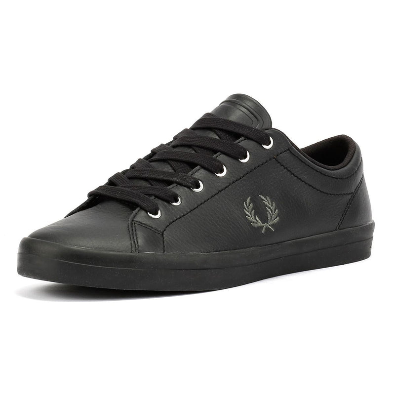 Fred Perry Baseline Baskets En Cuir Noir Pour Hommes