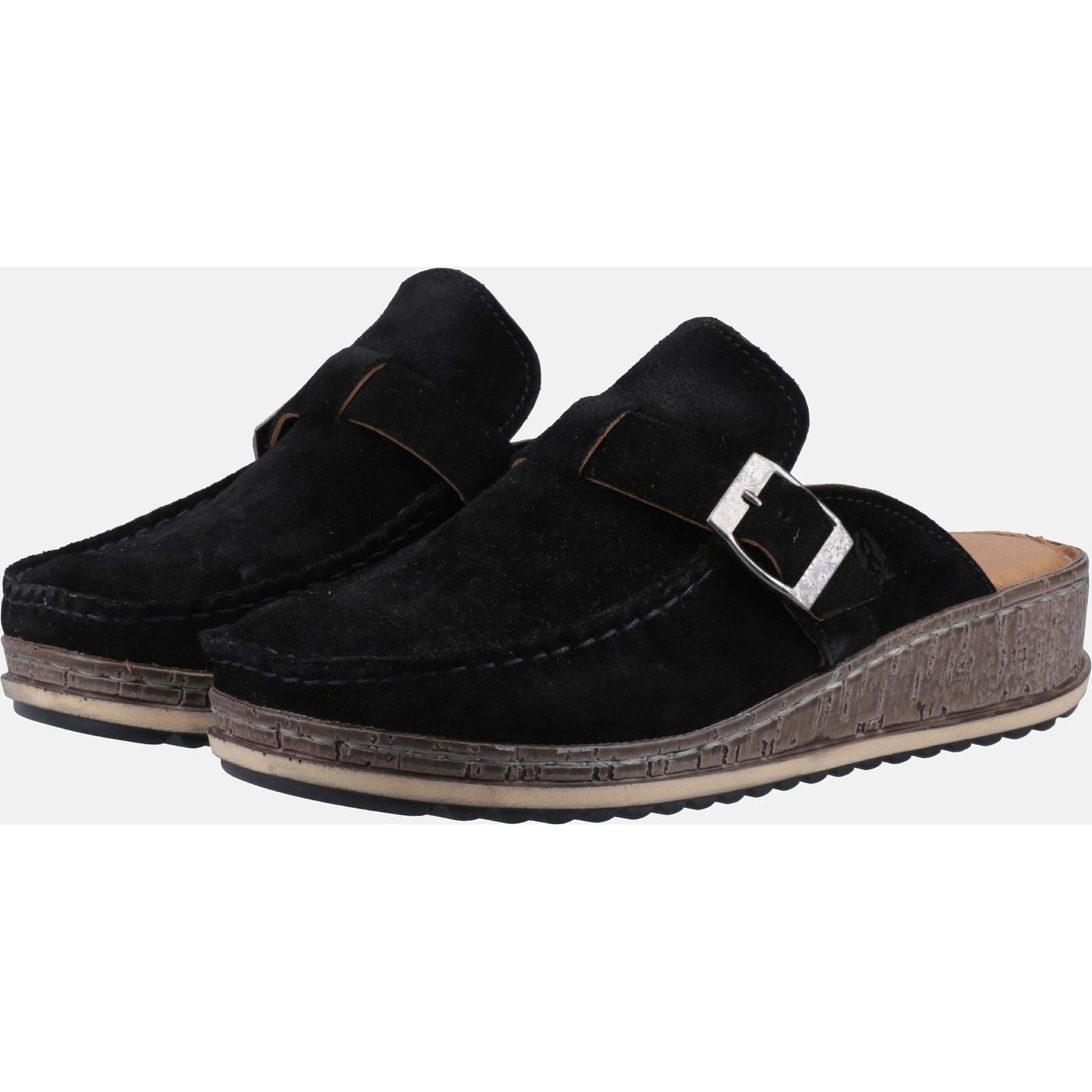 Hush Puppies Sorcha Mule Sandales En Daim Noir Pour Femmes En Cuir