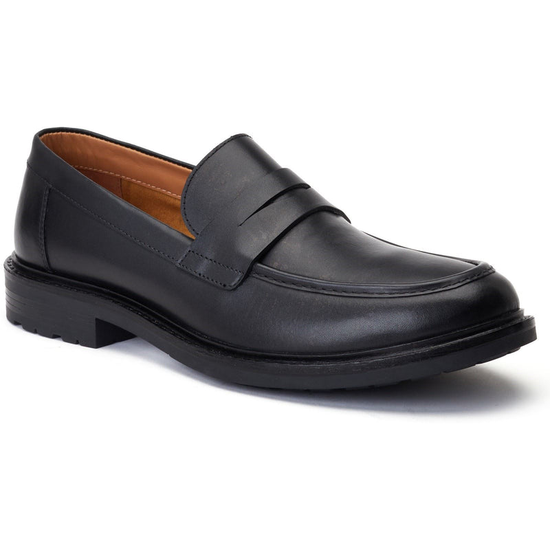 Base London Ivey Mocassins Noirs En Cuir Pour Hommes