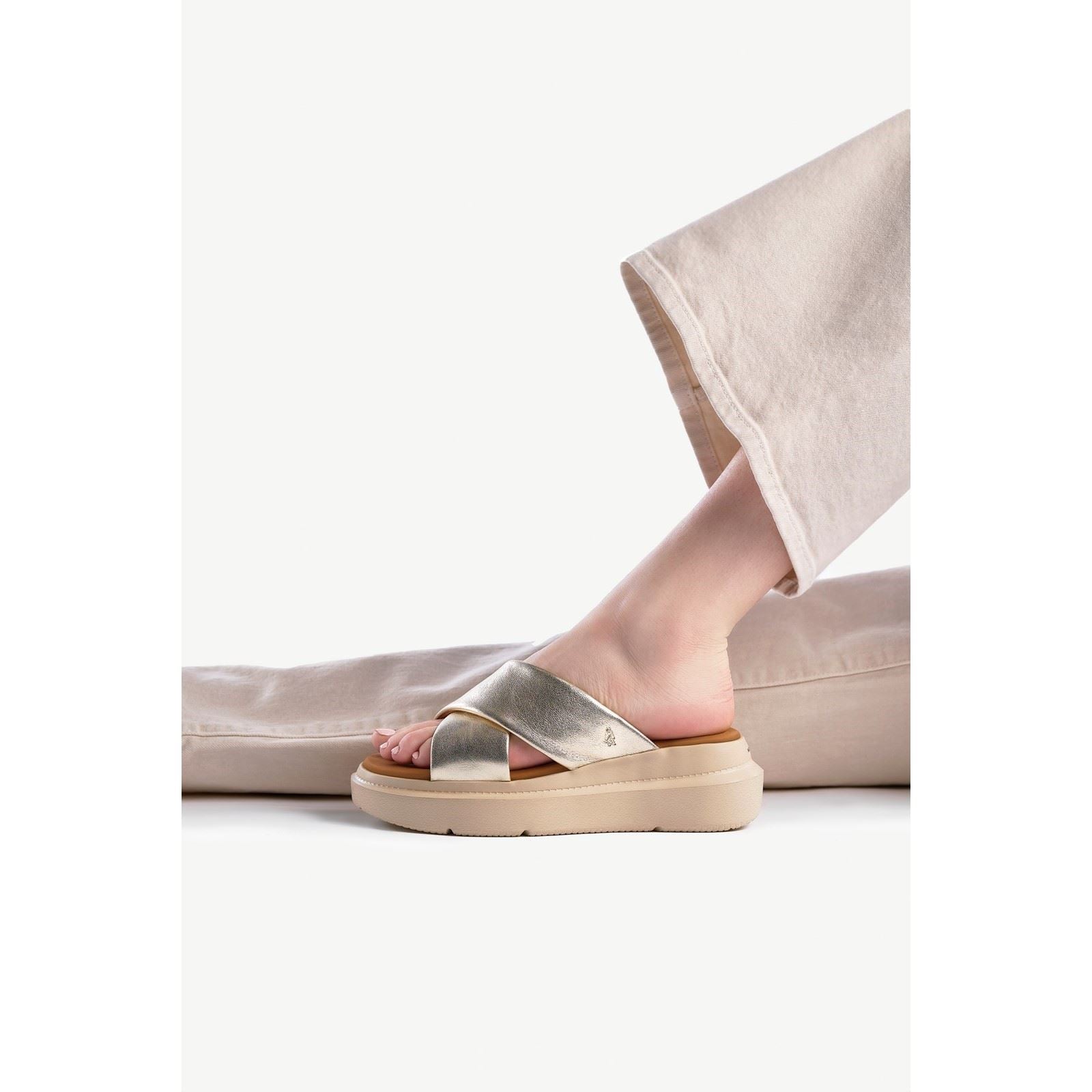 Hush Puppies Uplift Sandales Champagne Pour Femme En Cuir