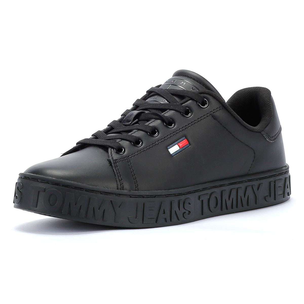 Tommy Hilfiger Cool Sneaker Baskets En Cuir Noir Pour Femmes