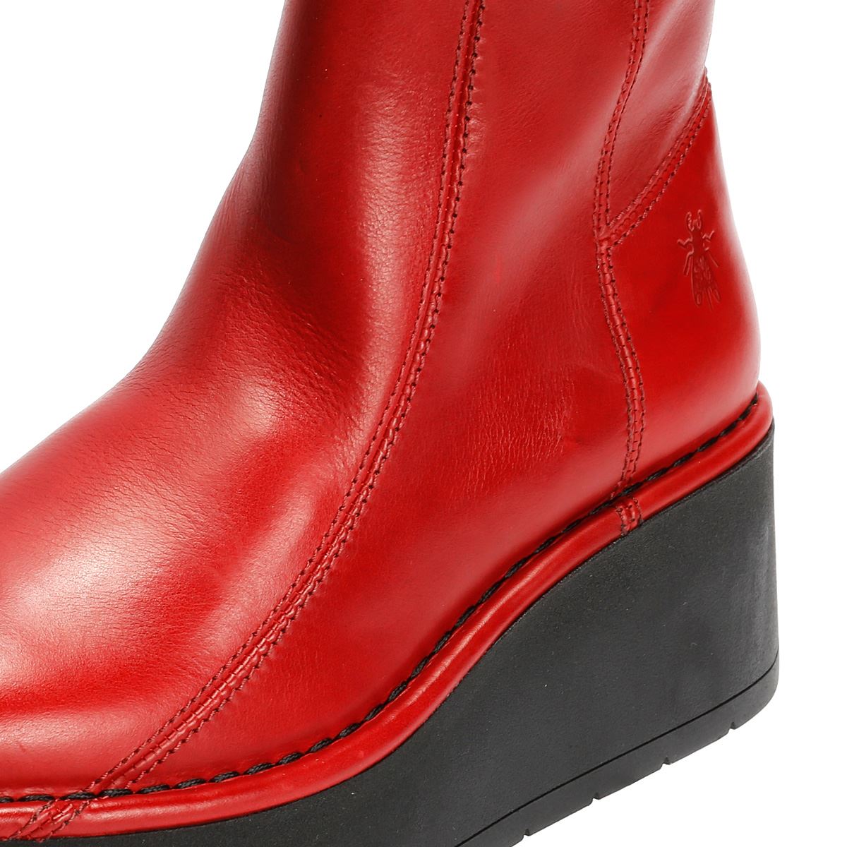Fly London Hann Wedge Bottes Rouges En Cuir Pour Femmes