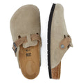 Birkenstock Boston Sabots Régulières En Daim Taupe Pour Femmes
