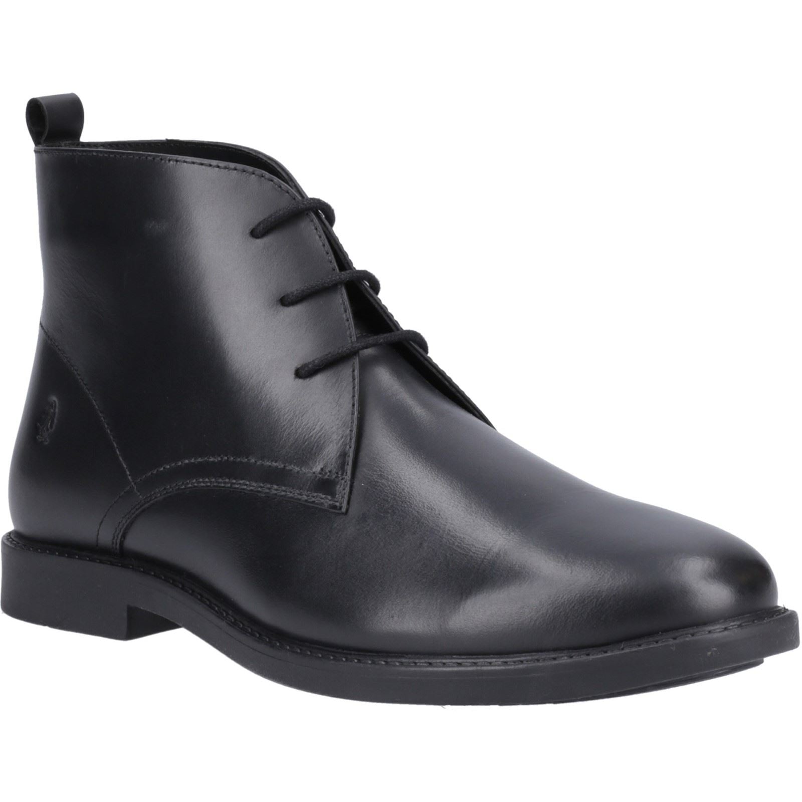 Hush Puppies Tate Senior Bottes Noires En Cuir Pour Garçons
