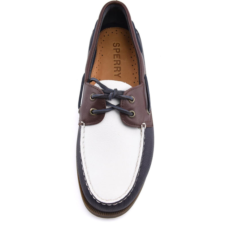 Sperry Authentic Original 2 Eye Chaussures Bateau En Cuir Pour Hommes, Bleu Marine/Blanc/Marron
