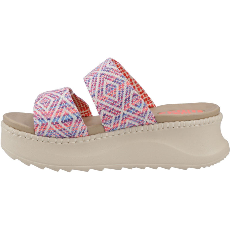 HEYDUDE Delray Slide Surf Baja Sandales Pour Femmes En Mélange De Polyester Bleu/Rose/Multicolore
