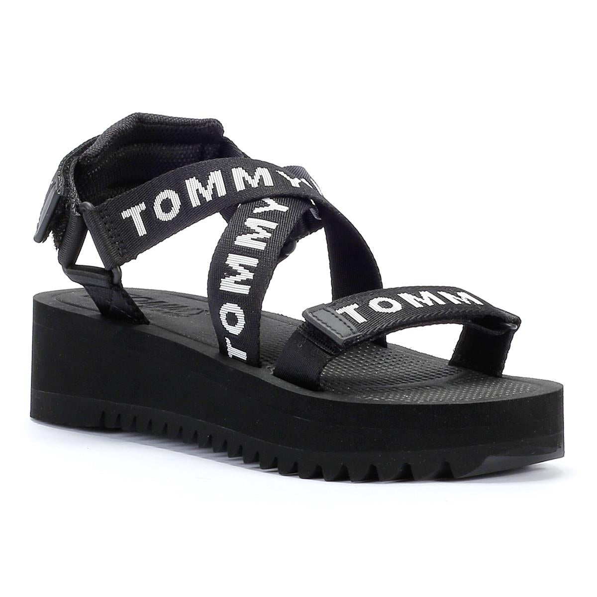 Tommy Hilfiger Flatform Sandales Noires Pour Femmes