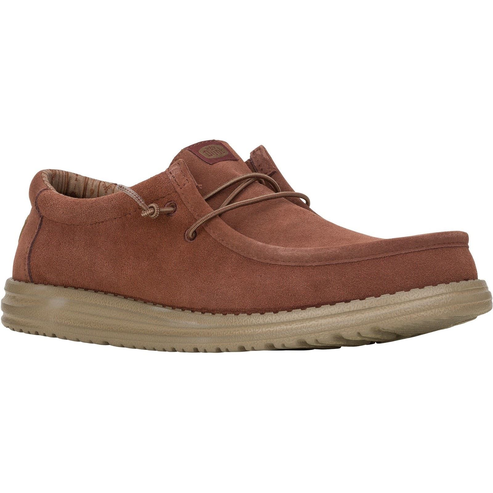 HEYDUDE Wally Suede Chaussures Bateau Pour Hommes En Cuir Suédé Marron Foncé