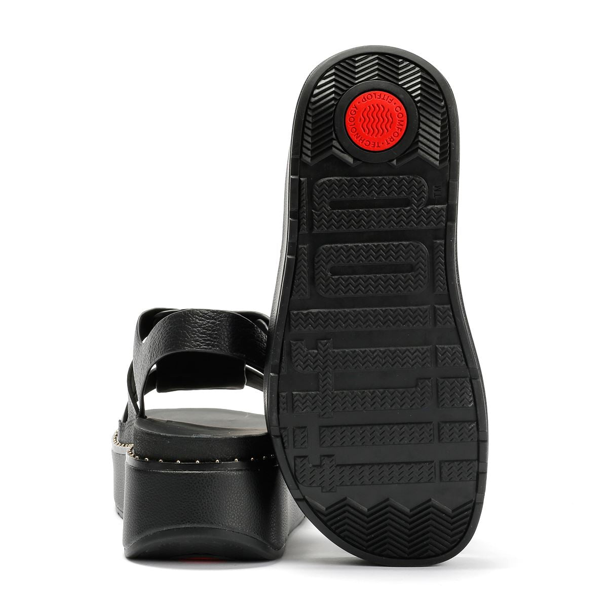FitFlop GEN-FF Max Fisherman Tumbled Sandales Noires En Cuir Pour Femmes