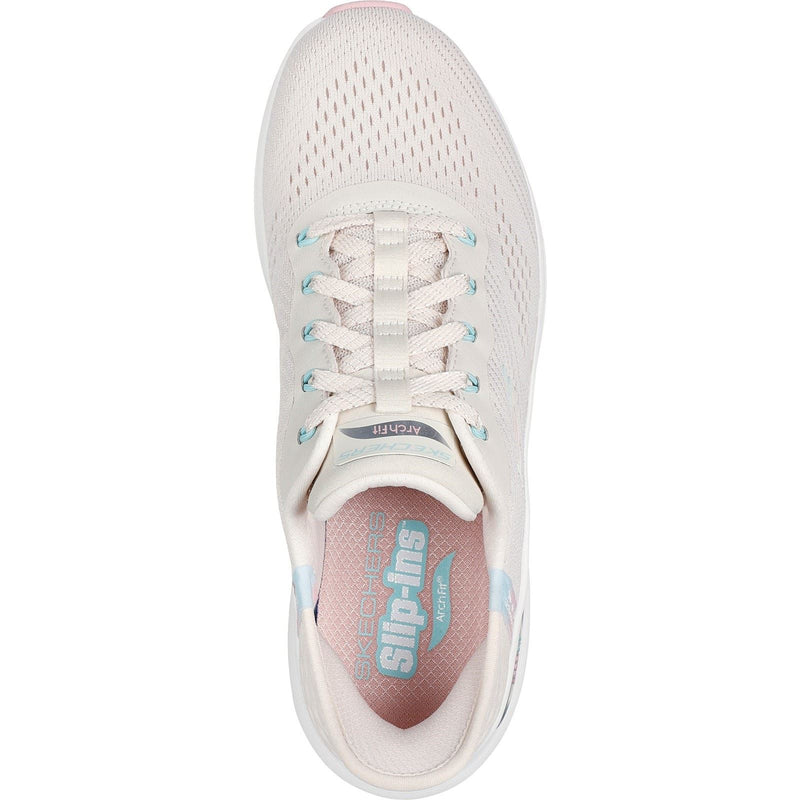 Skechers Arch Fit 2.0 Easy Chic Chaussures De Sport Pour Femmes En Textile Naturel/Rose