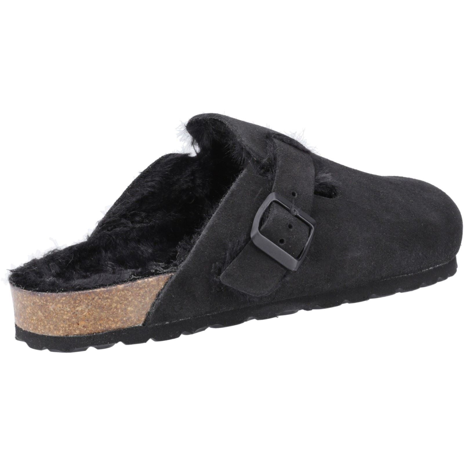 Hush Puppies Jade Chaussons En Cuir Pour Femmes Noirs