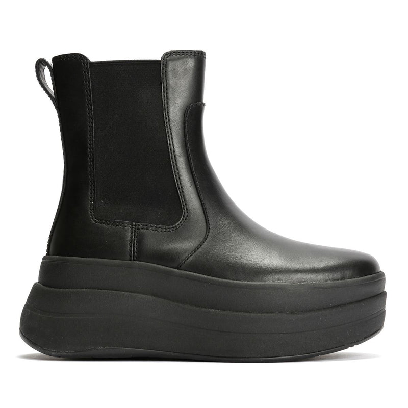 FitFlop F-Mode Bottes En Cuir Noires Pour Femmes