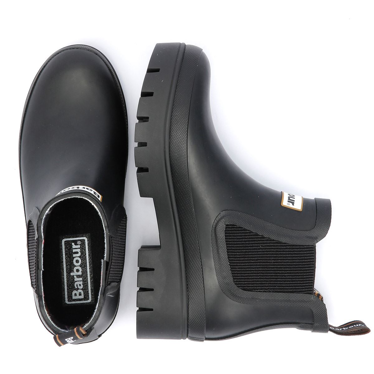 Barbour Halton Bottes En Caoutchouc Noires Pour Femmes