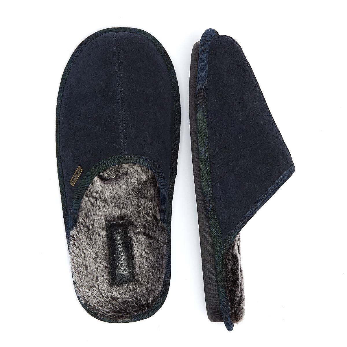 Barbour Young Suede Mens Navy Slippers