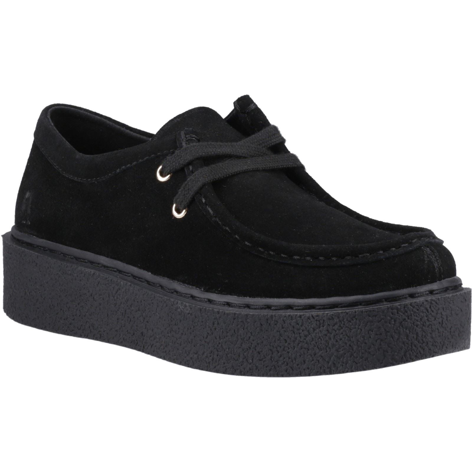 Hush Puppies Bridie Suede Chaussures Mocassins Noires Pour Femmes En Cuir