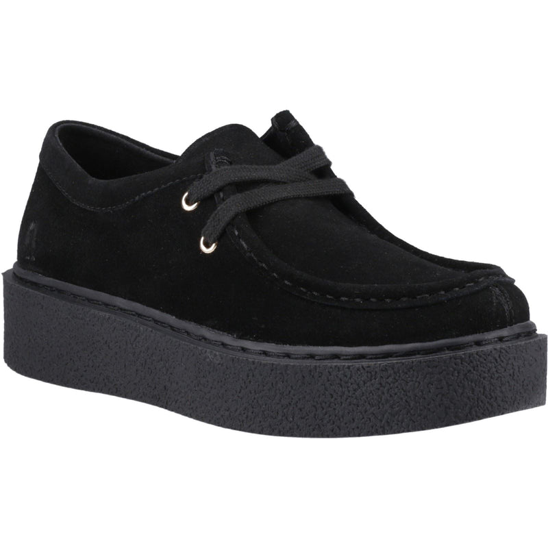 Hush Puppies Bridie Suede Chaussures Mocassins Noires Pour Femmes En Cuir