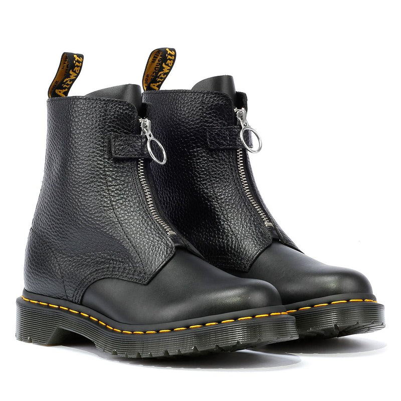 Dr. Martens 1460 Pascal Front Zip Bottes Noires En Cuir Pour Femmes