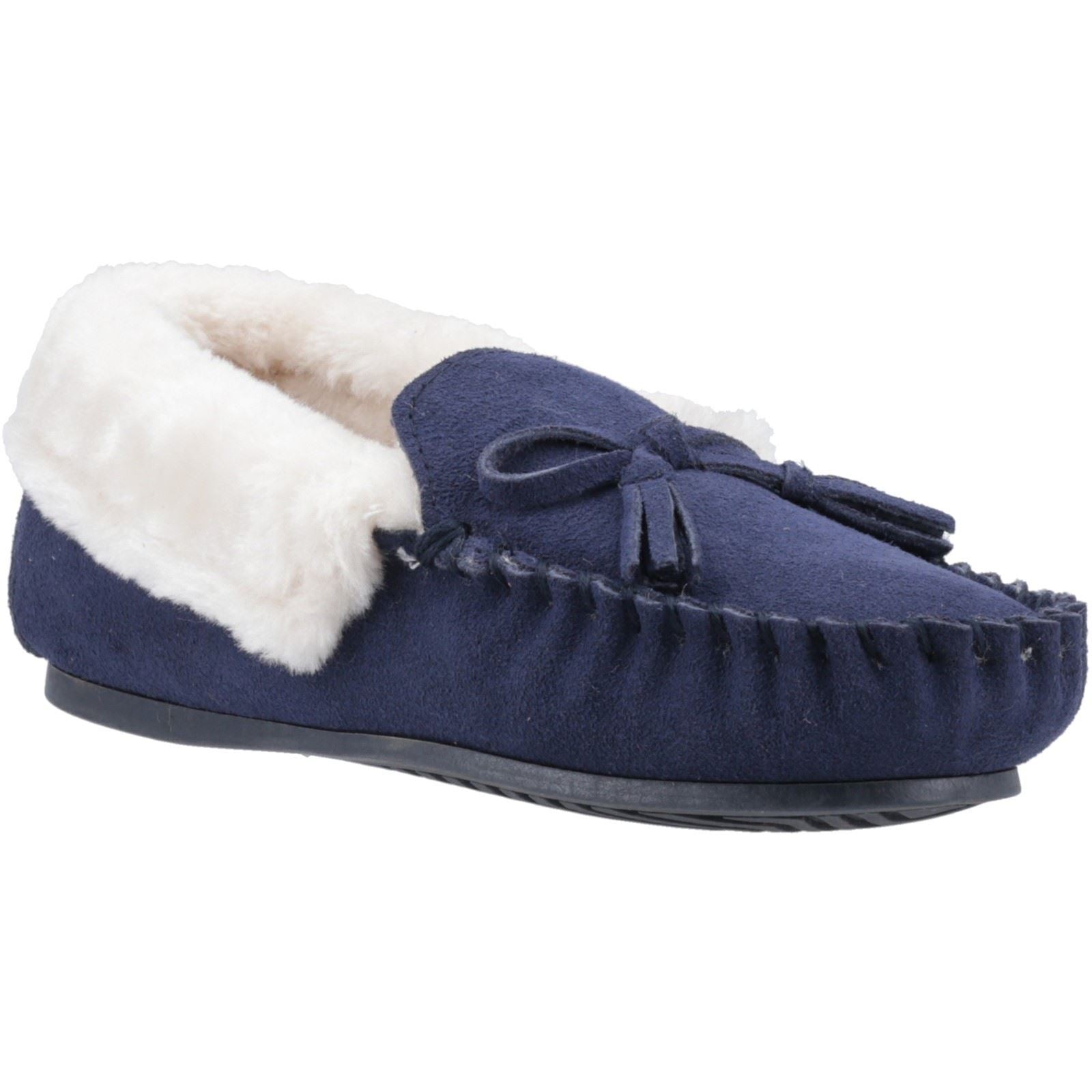 Hush Puppies Agnes Chaussons Pour Femme En Suède Marine
