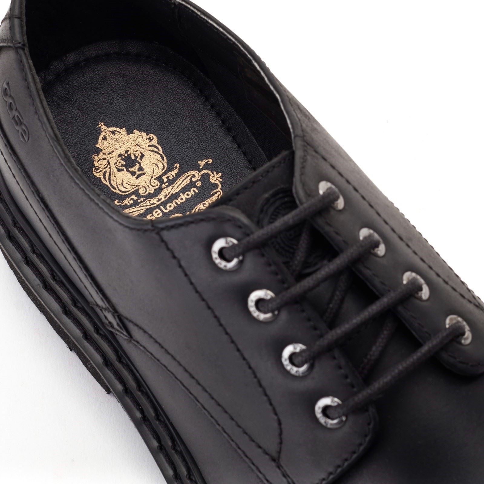 Base London Wick Chaussures En Cuir Noir À Lacets Pour Hommes