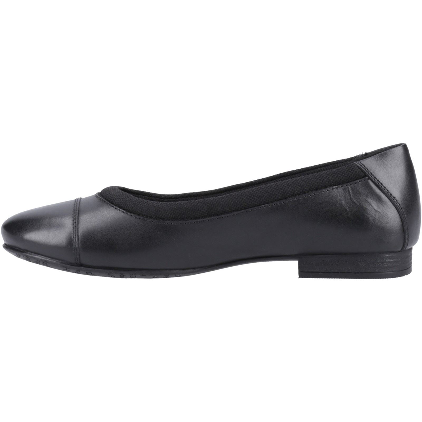 Hush Puppies Emma Senior Chaussures Plates De Ballet Noires Pour Filles En Cuir