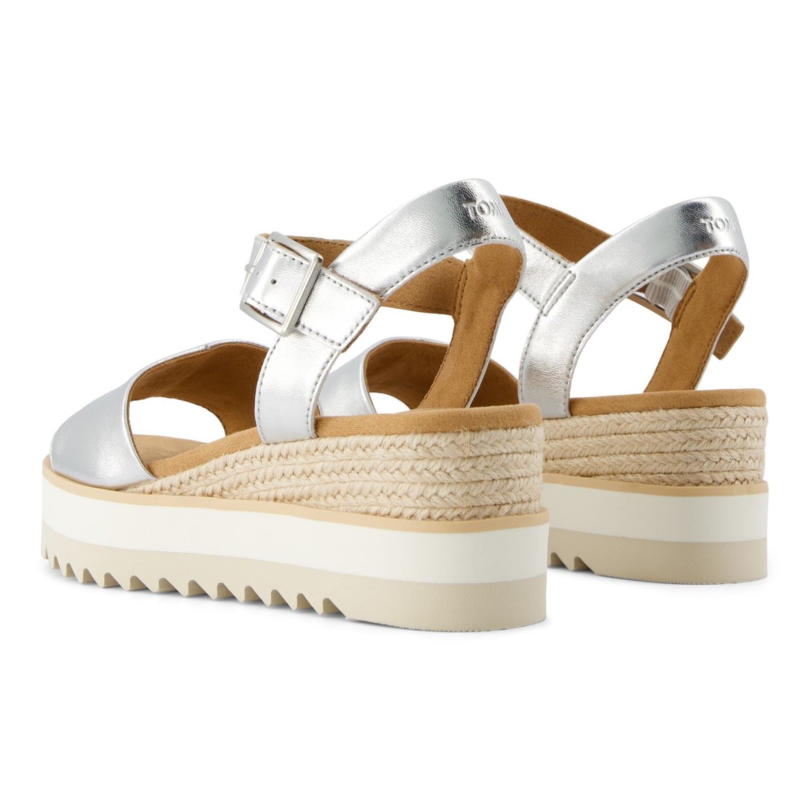 TOMS Diana Escarpins Compensés En Cuir Pour Femmes Couleur Argent