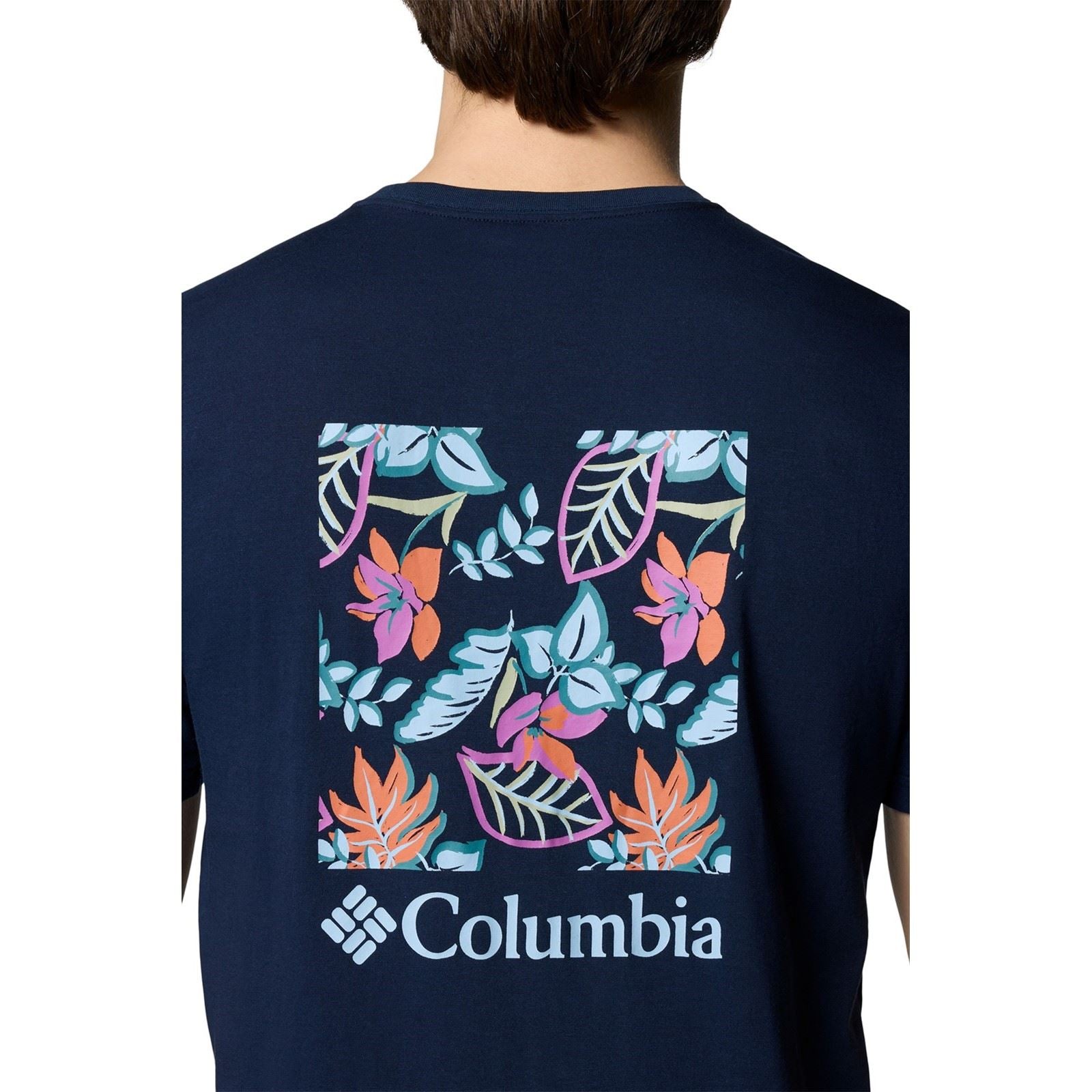 Columbia North Cascades Short Sleeve Tee T-Shirts Pour Hommes En Coton Bleu À Manches Courtes