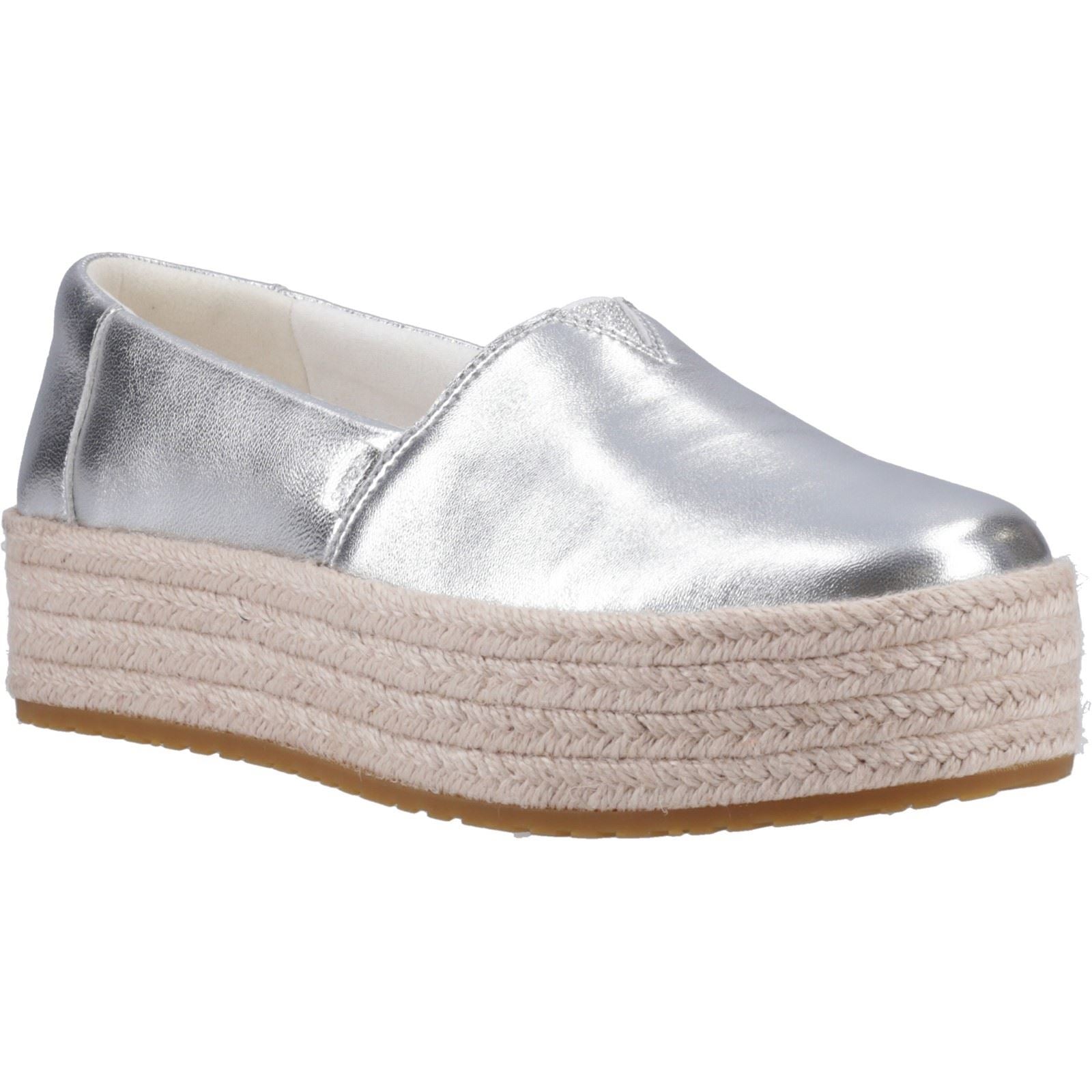 TOMS Valencia Espadrilles En Cuir Pour Femmes, Couleur Argent.