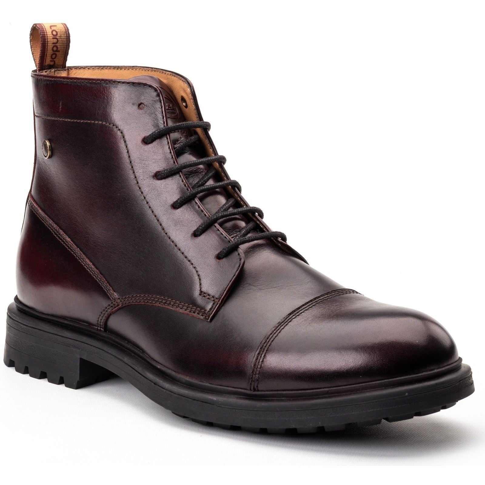 Base London Boulton Bottines Pour Homme En Cuir Bordeaux