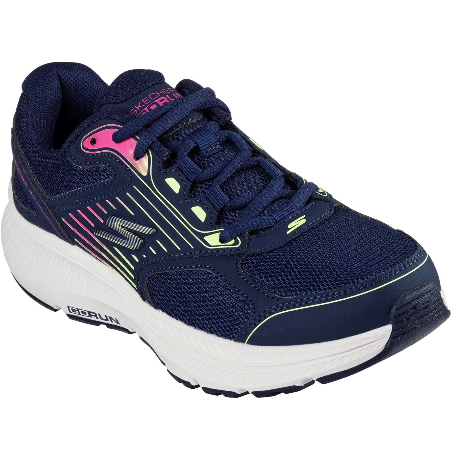 Skechers GO RUN Consistent 2.0 Advantage Baskets En Cuir Pour Femmes, Bleu Marine/Multicolore