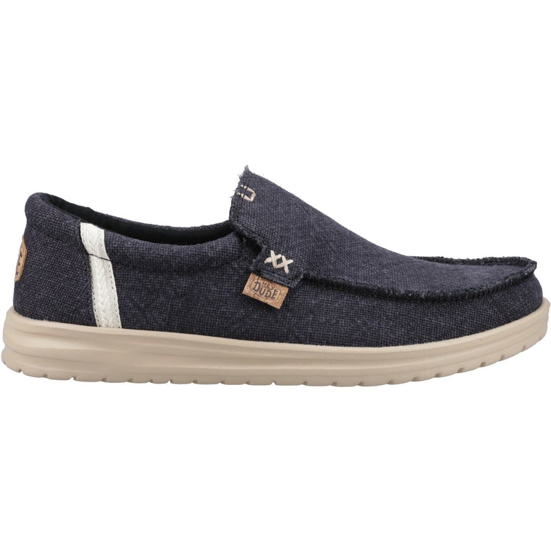 HEYDUDE Mikka Jute Chaussures Mocassins Pour Hommes En Lin Noir/Crème Irlandaise
