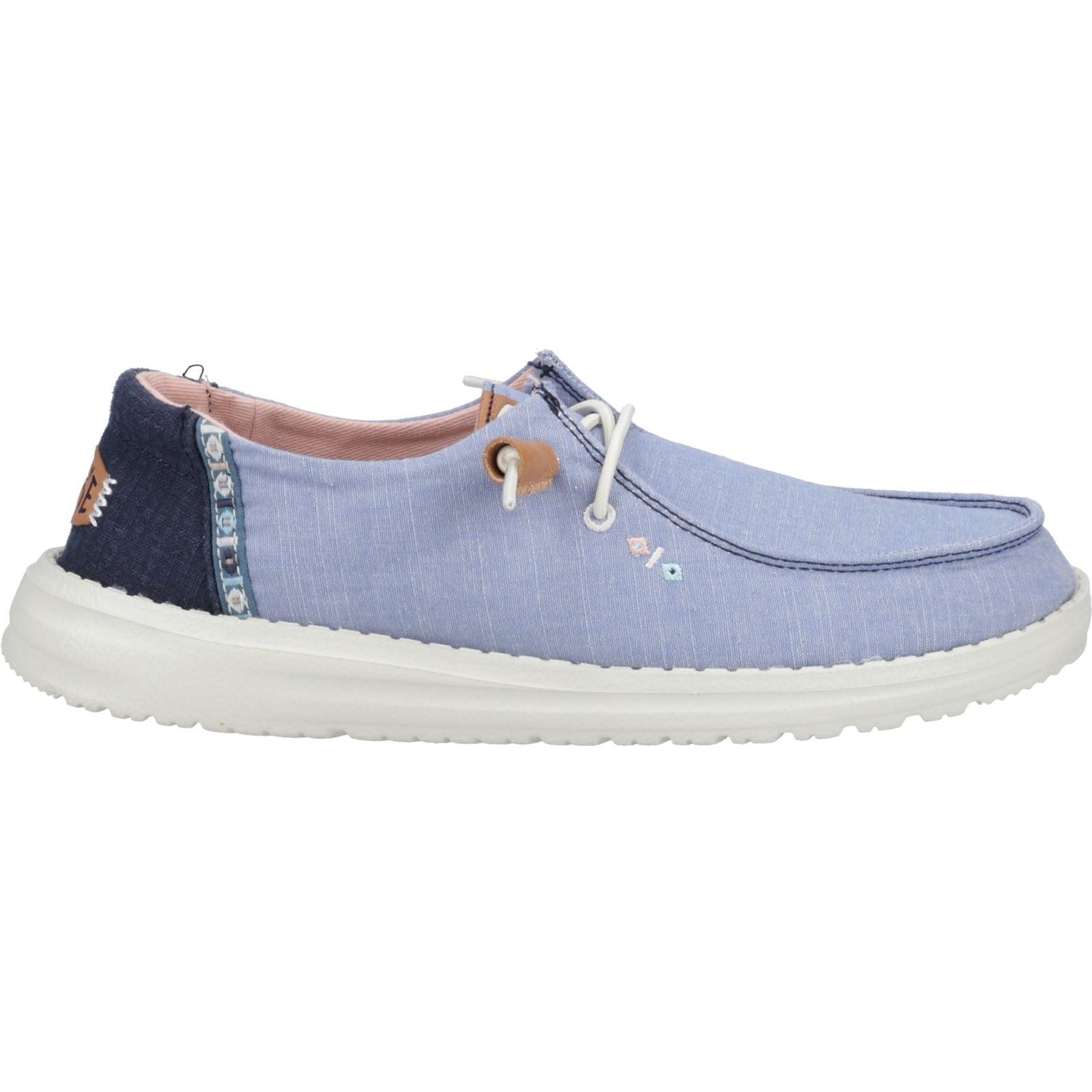 HEYDUDE Wendy Chambray Boho Mocassins Bleus Pour Femmes En Coton 100%