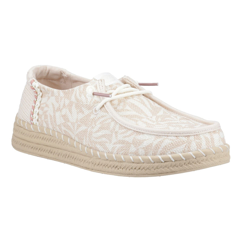 HEYDUDE Wendy Espadrille Retro Palm Espadrilles Pour Femmes En Mélange De Coton Rose Pâle/Blanc