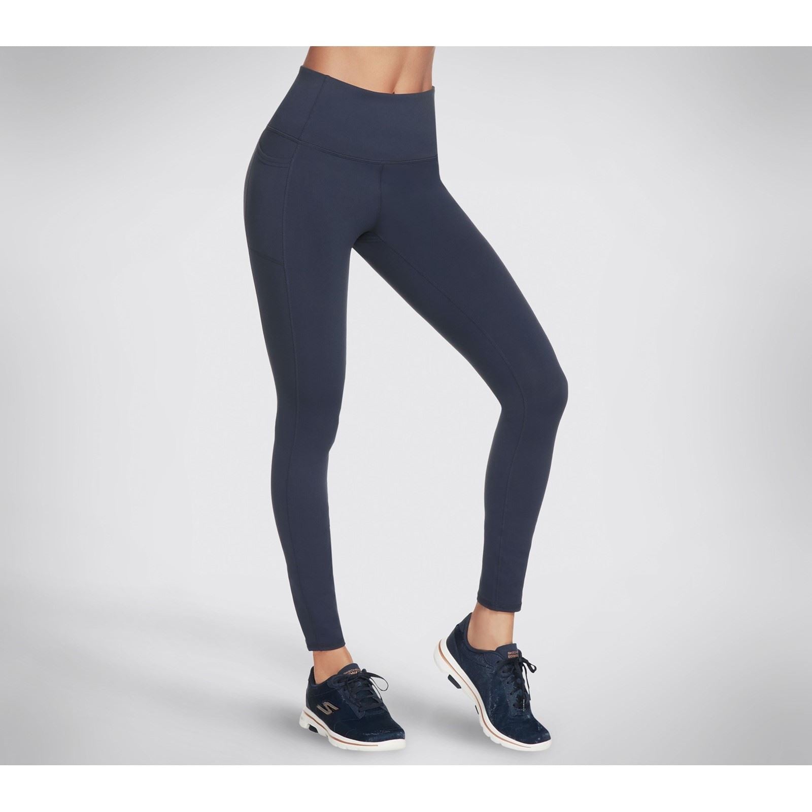 Skechers Performance GOWALK Wear High Waisted Leggings De Sport Bleus En Nylon Pour Femmes