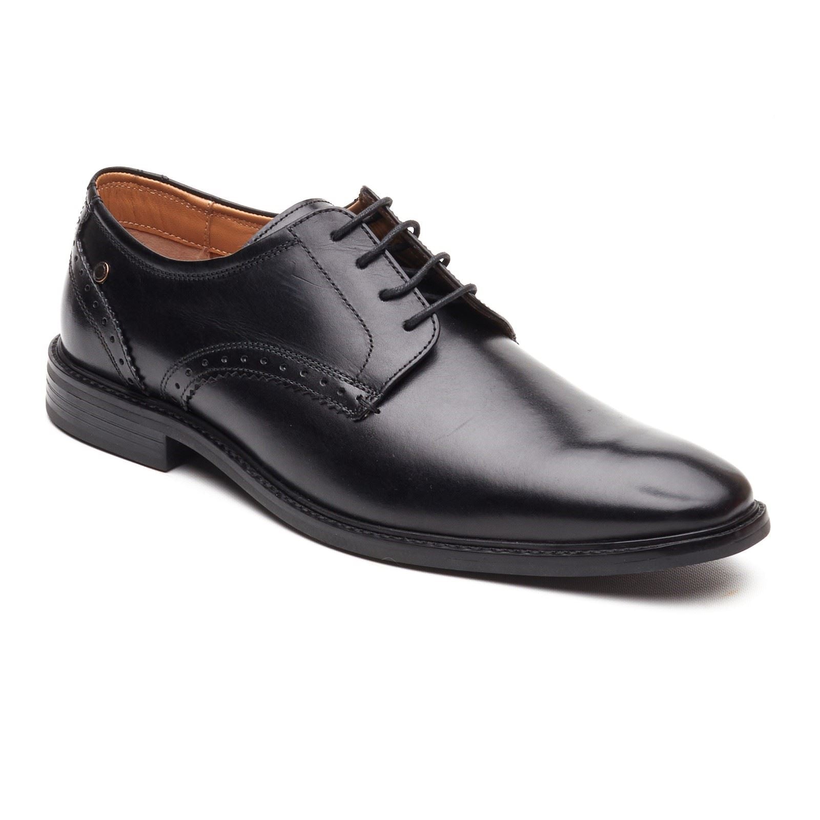 Base London Eton Lace Up Chaussures Noires En Cuir Pour Homme À Lacets