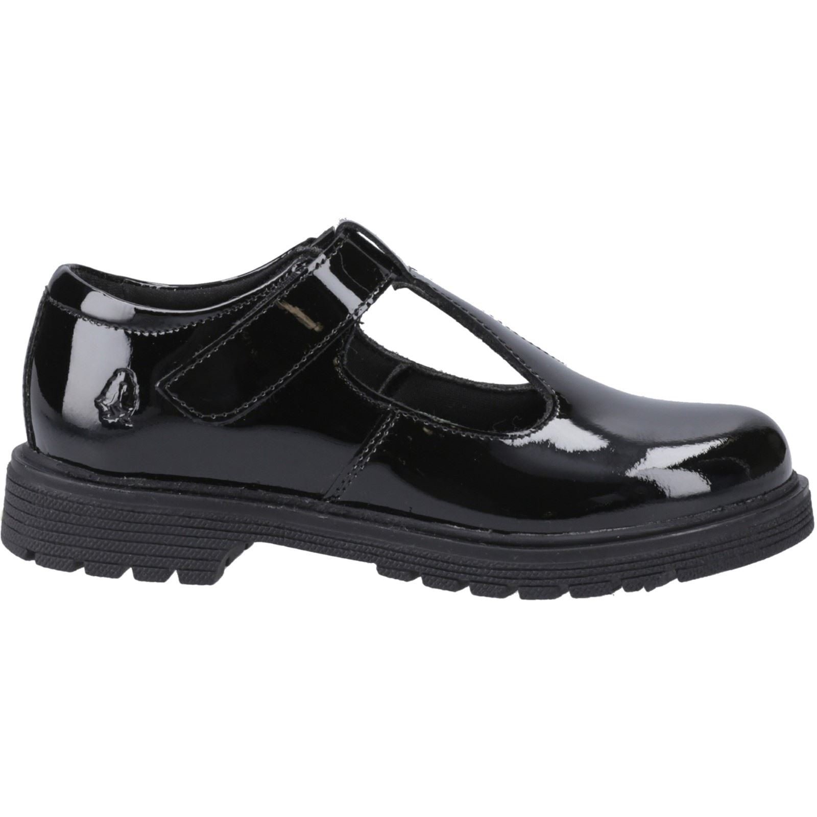 Hush Puppies Gracie Junior Patent Chaussures Noires En Cuir Verni Pour Filles