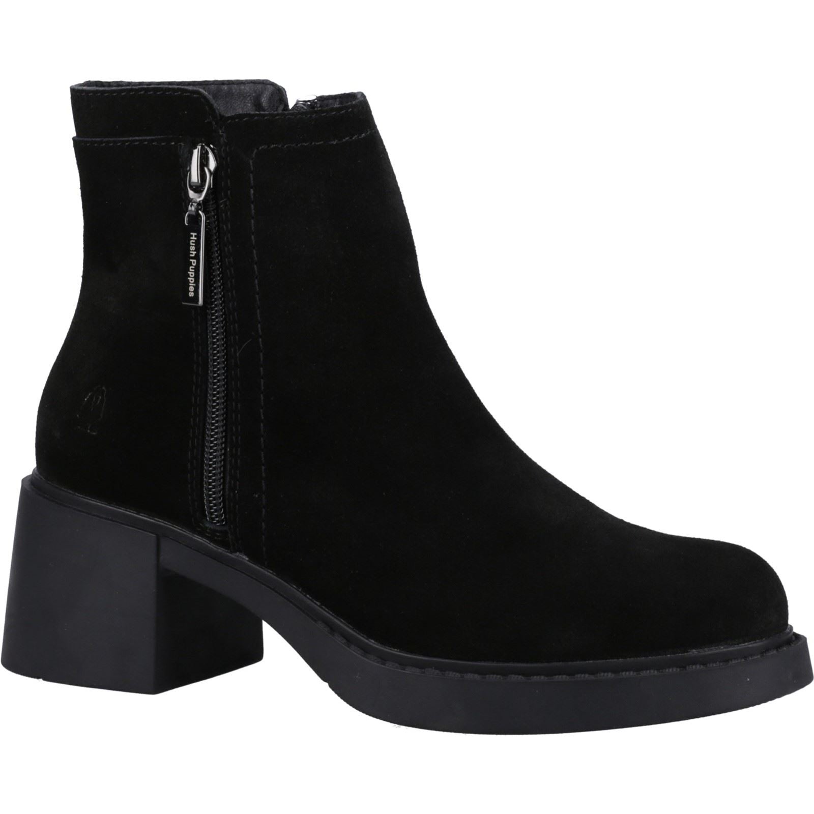 Hush Puppies Adele Femmes Suède Bottines Noires À Talons