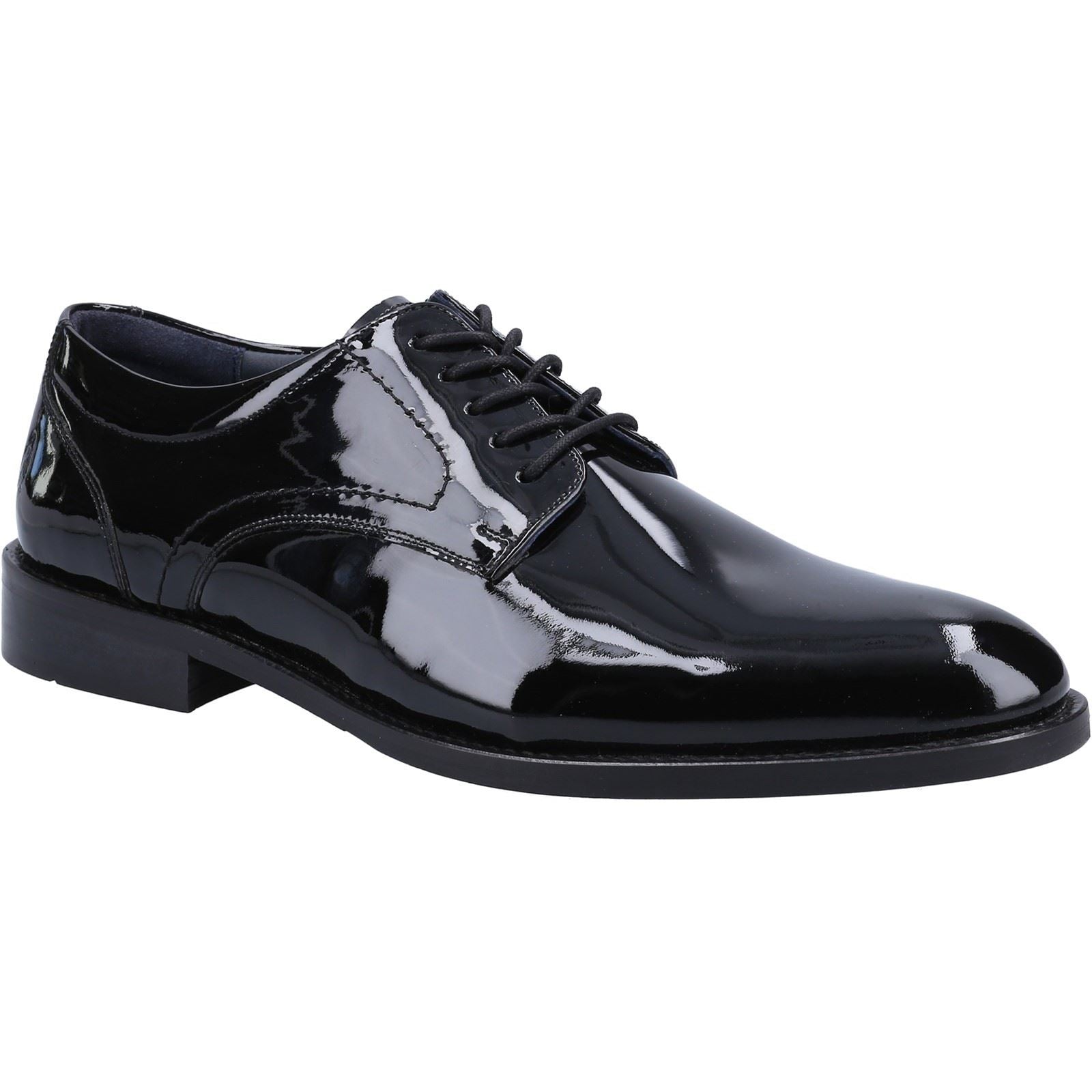 Hush Puppies Damien Lace Up Patent Chaussures Noires En Cuir Pour Hommes À Lacets Vernies