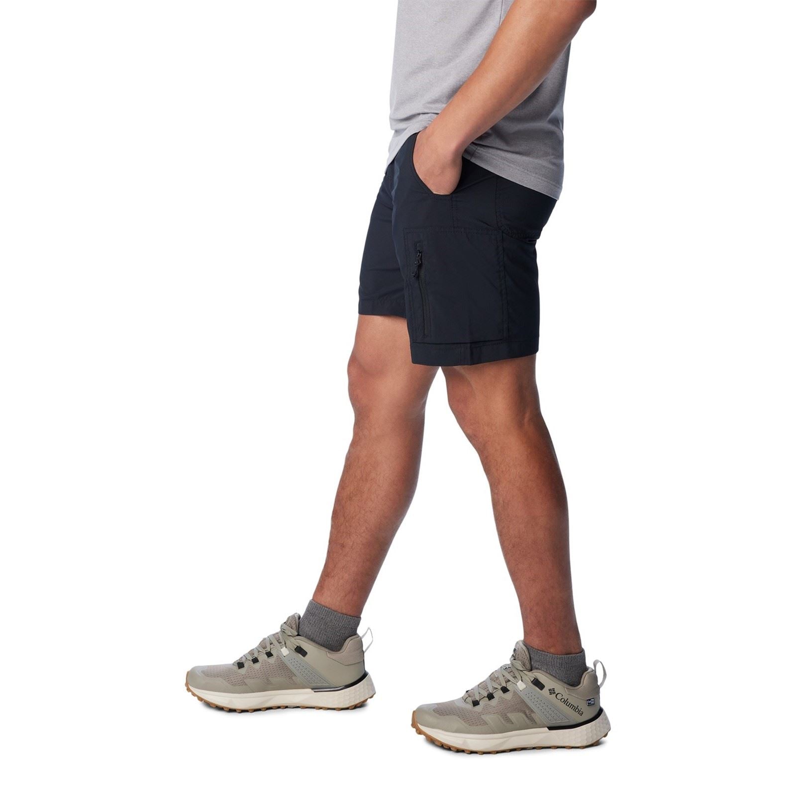 Columbia Silver Ridge Utility Cargo Short Shorts Noirs En Polyester Pour Hommes, Longueur Genou