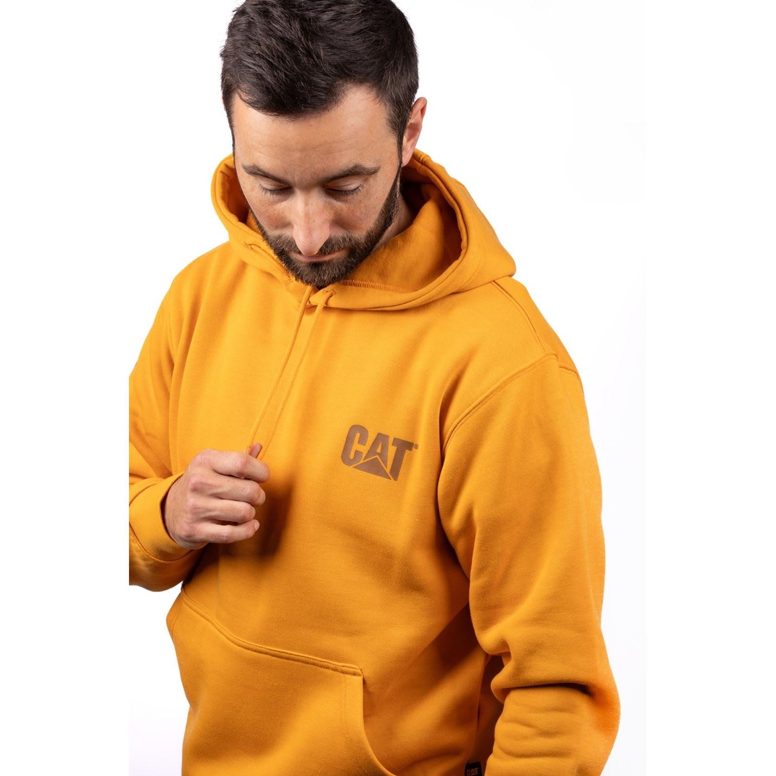 Caterpillar Trademark Banner Sweat À Capuche Jaune En Coton Pour Homme