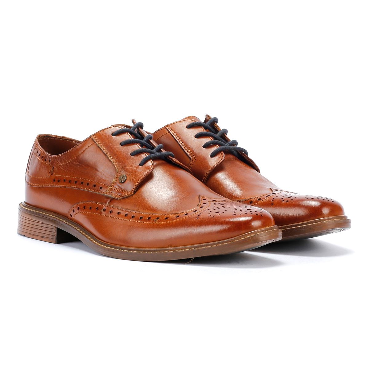 Lambretta Harvey Brogue Chaussures À Lacets En Cuir Beige Pour Hommes
