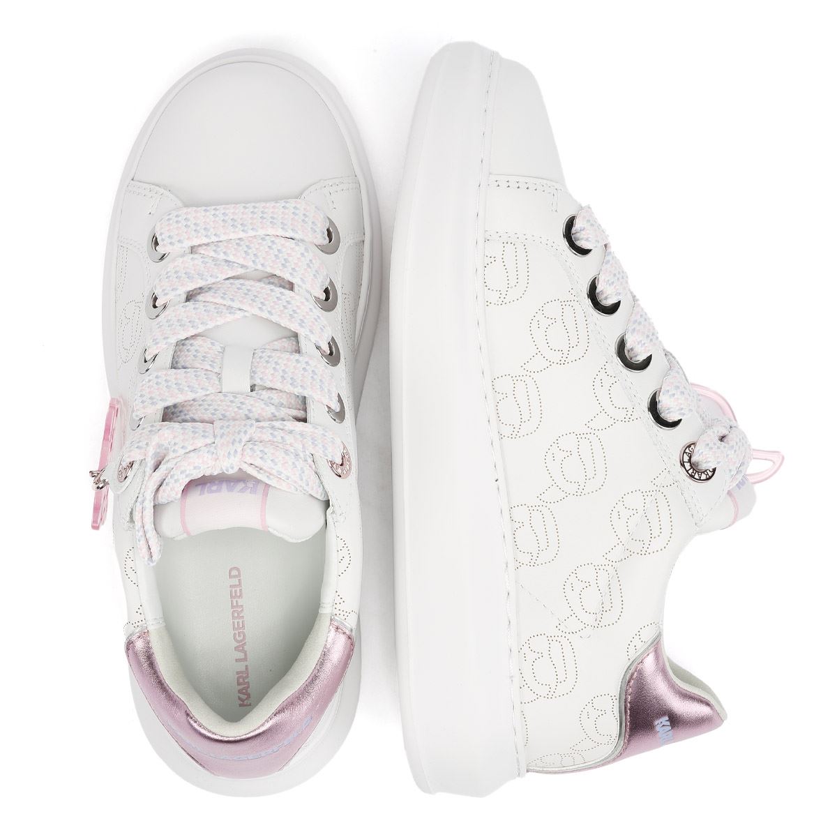 Karl Lagerfeld Kapri NFT Plexi Pendant Baskets Blanches En Cuir Pour Femmes