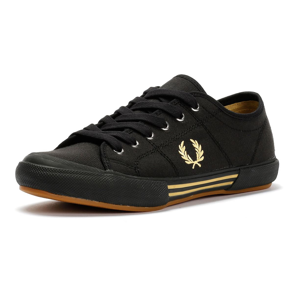 Fred Perry B708 Vintage Tennis Baskets Noires En Toile Pour Hommes