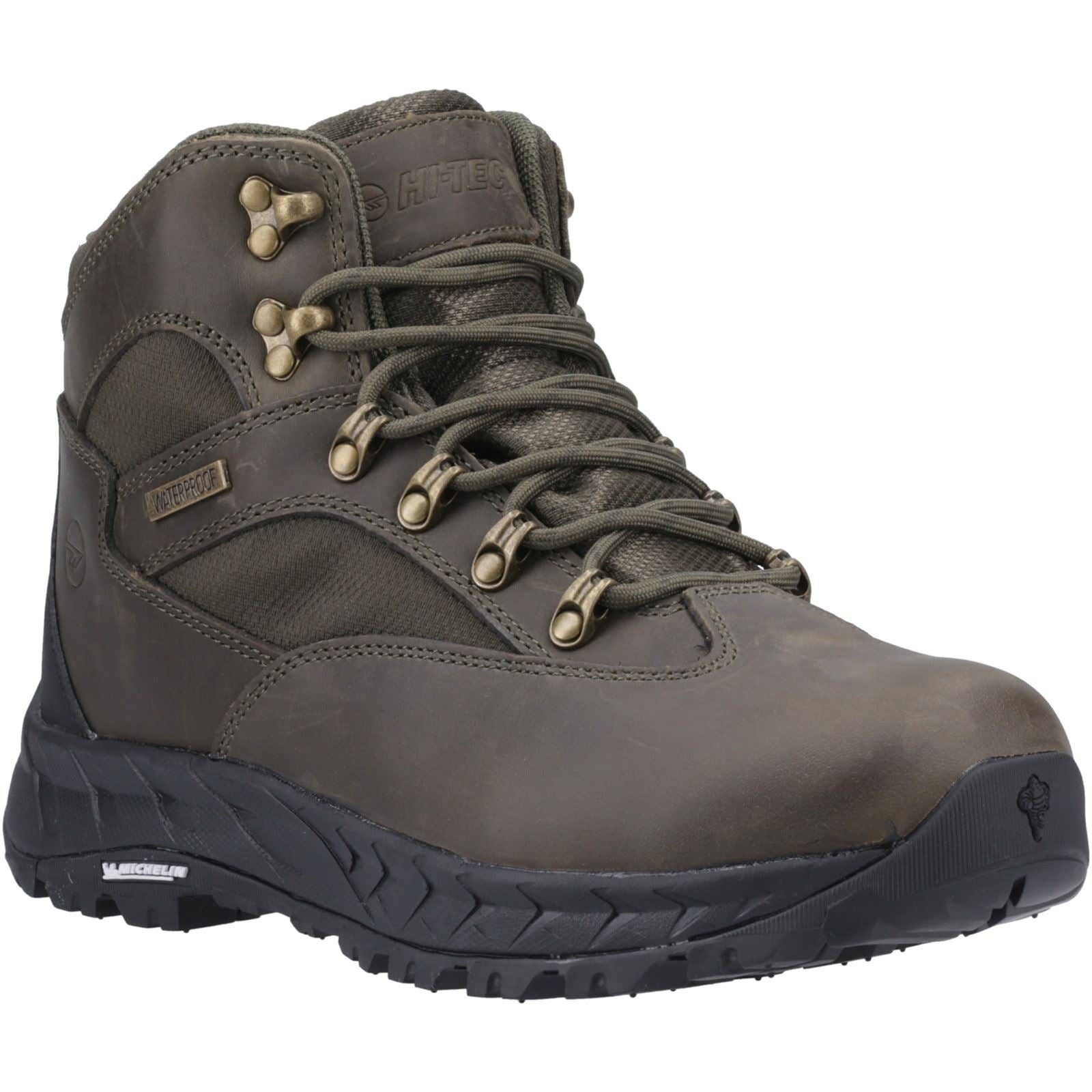 Hi-Tec Euro Trail Chaussures De Randonnée En Cuir Pour Homme Couleur Kaki