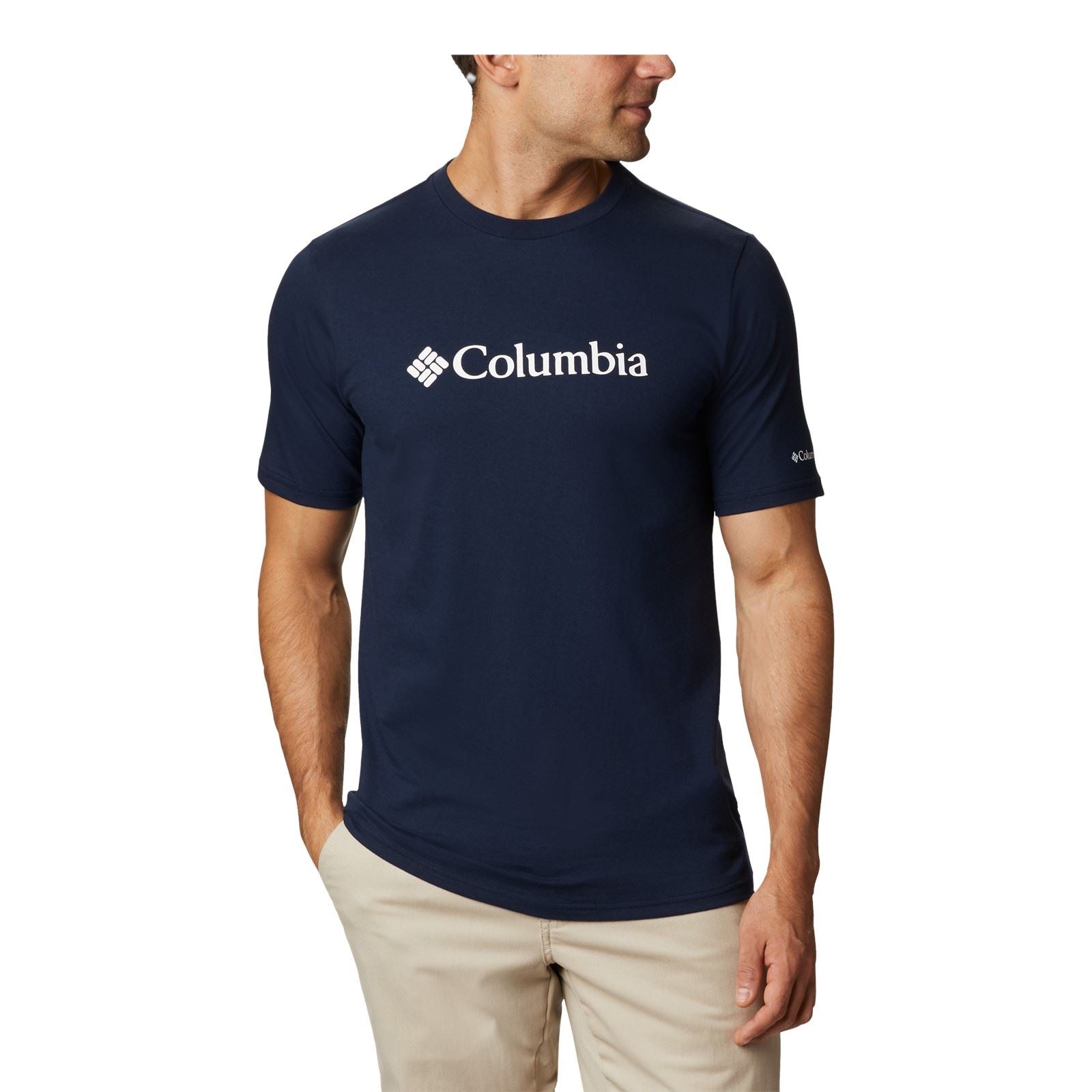 Columbia CSC Basic Logo Short Sleeve T-Shirts Pour Hommes En Coton Bleu À Manches Courtes
