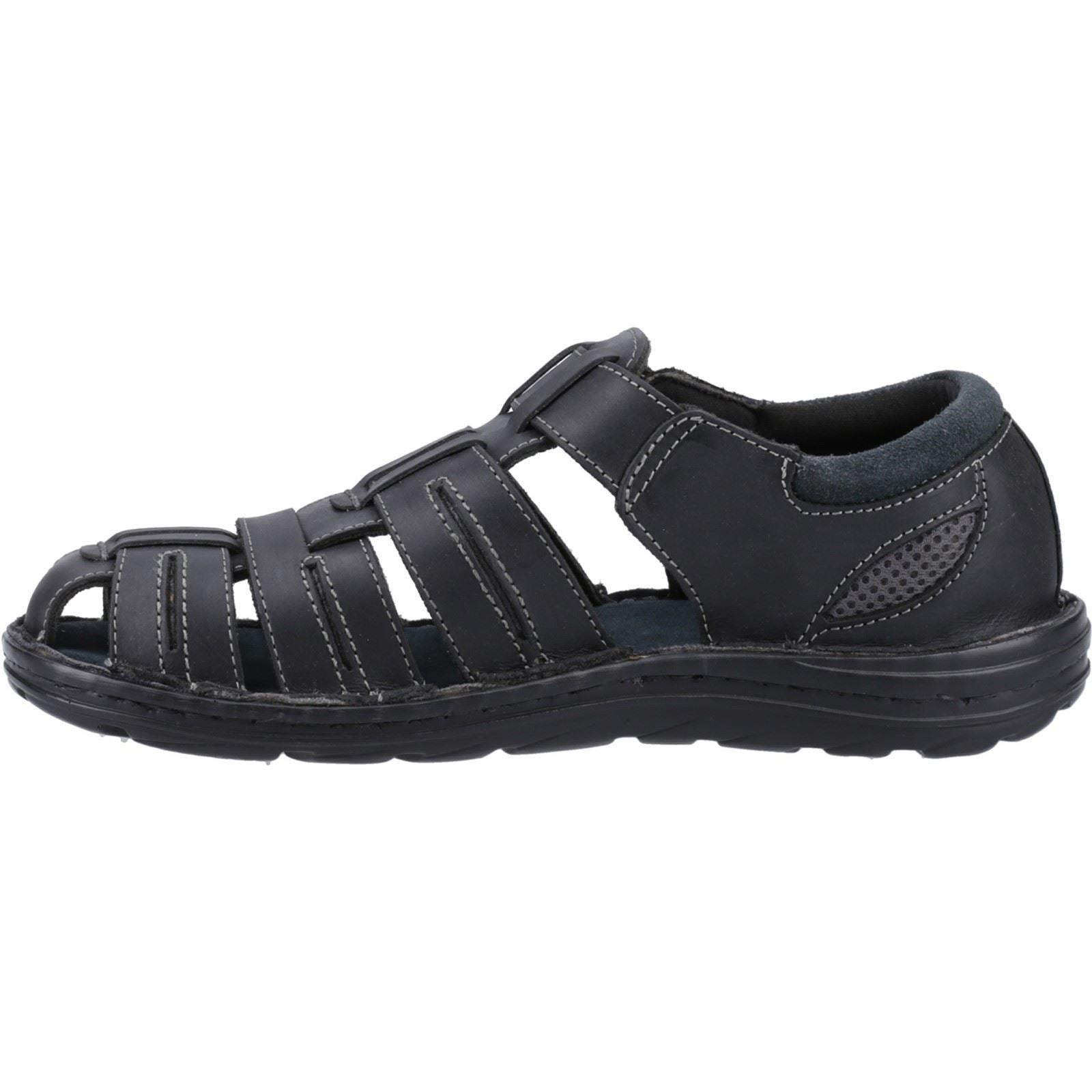 Hush Puppies Albert Sandales Noires Pour Hommes En Cuir