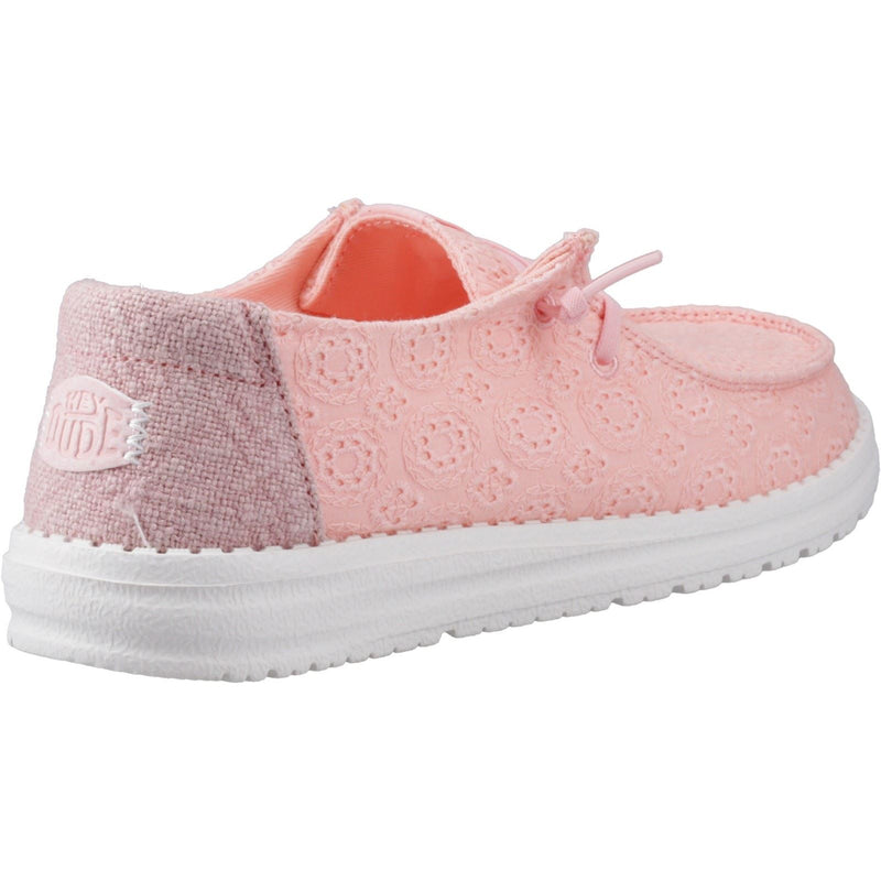 HEYDUDE Wendy Eyelet Lace Chaussures Mocassins Pour Femmes En Mélange De Coton Rose Pâle