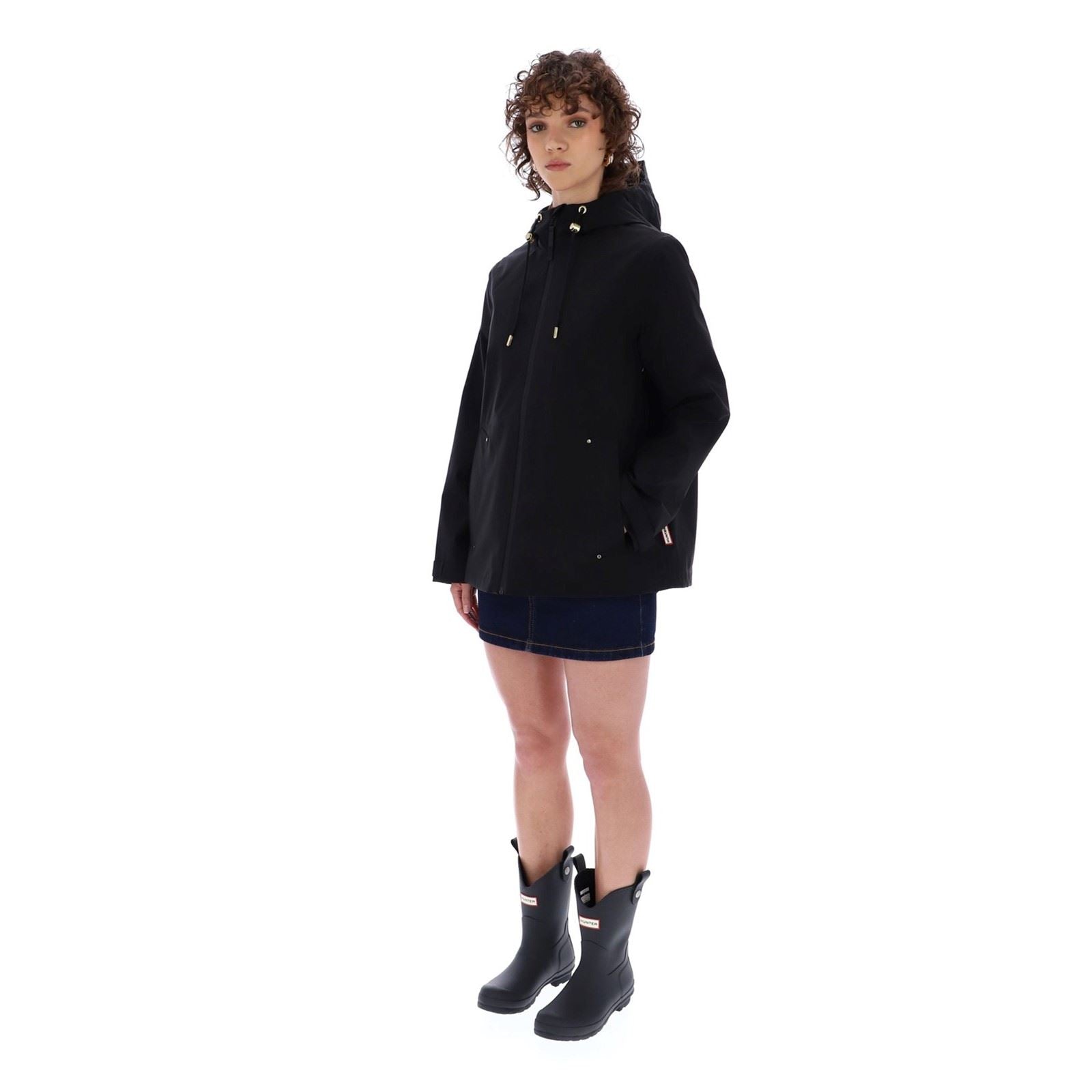 Hunter Original Lightweight Waterproof Veste De Pluie Noire Pour Femmes