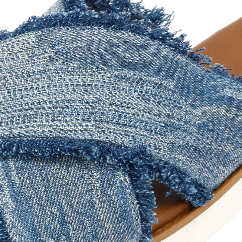 TOMS Mae Crossover Sandales Bleues En Denim Pour Femme