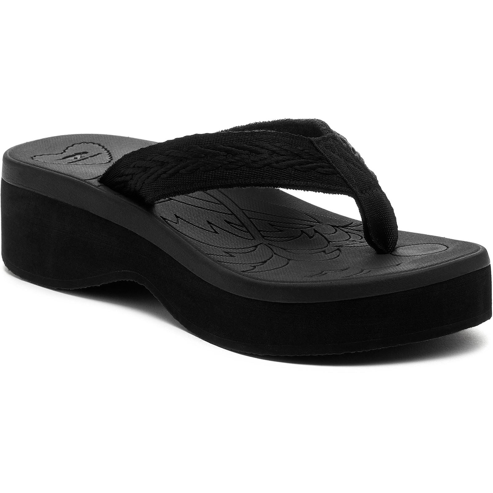 Rocket Dog Tizzy Webbing Sandales Noires Pour Femmes En Textile